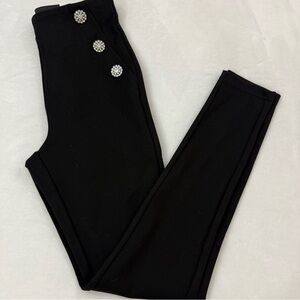 Zara NWT Black Leggings with Crystal Button Detail- Women’s XS